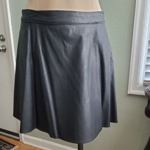 Black leather mini skirt